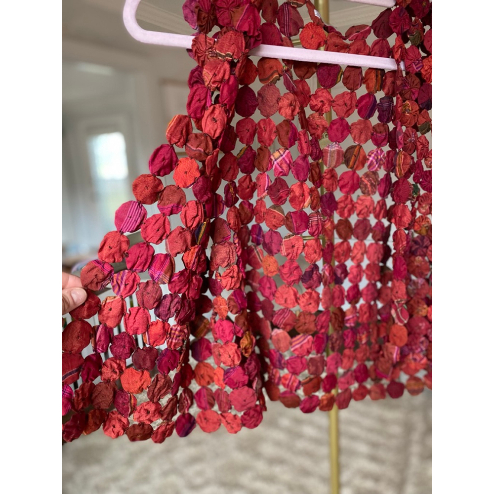 Handmade in Thailand Silk Vest Yo-Yo Artisan Boho Thai Festival Indie Boutique M - Picture 7 of 9